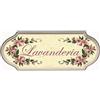 Domus Artis Targa per Porta Lavanderia Shabby Chic Country Decoro Fiori Rosa, 21 cm x 1 cm, Legno ingegnerizzato