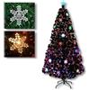 YUENFONG 240 cm Albero di Natale in fibra ottica artificiale con luci a LED, fiocchi di neve colorata, Effetto Realistico, Facile Montaggio, decorazioni natalizie