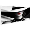 islandburner Quadro su tela donna con cappello e labbra rosse in bianco e nero per camera da letto amanti dell'arte galleria immagini murali poster