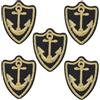 CABODYALS 5 pezzo di Toppa Ricamata con Ancora per Barca In Oro Nero Toppe di Riparazione con Ricamo Nautico Stemma Da Marinaio Da Stirare Applique per Cucire Riparare Vestiti Jeans Borse Cappelli Sca