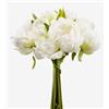 artplants.de Bouquet di peonie Artificiali WILO, Bianco-Verde, 25cm | Peonie finte - Fiori Finti