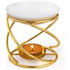 WD&CD Bruciatori per oli Essenziali, Diffusore di Oli Essenzial a Candela Brucia Essenze Ceramica con Portacandele Aroma Lamp Porcellana Portacandele Decorazione Casa Camera da Letto Yoga, Oro