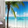 M&W DAS DESIGN Tenda da doccia mare costa tropicale palme spiaggia tessuto cielo nuvola tenda resistente alla muffa oceano blu turchese verde onde vacanze Relax incl. 12 anelli C peso inferiore 180 x