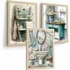 Nacnic Set Di 3 Stampe Decorative Per Il Bagno Stile Cottage Vintage Poster Per Pareti, Lavandino, Doccia, Wc E Bagno, Decorazioni Floreali Con Mobili E Accessori Da Bagno A4 Senza Cornice