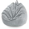 FANSU Copertura per Poltrona Sacco Puff Poltrona Senza Riempimento, Tinta Unita Pouf Poltrona con Zip Poltrona a Sacco per Adulti e Bambini Interni, Casa, Soggiorno (85x110cm,Cenere)