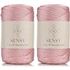 S SENSY Sensy, Cordoncino in poliestere da 5 mm, 95 metri, 100% polipropilene, per macramè, 5 mm, per borse all'uncinetto, macramè, filo all'uncinetto, regalo per maglieria (Rosa)