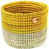 YAADU Cesto copri-vaso intrecciato in erba di savana, 12 cm - giallo | Artigianato africano, intreccio tradizionale, erba di savana, altezza 15 cm, modello Aduna