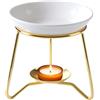 WD&CD Bruciatore di Oli Essenziali, Brucia Essenze Ceramica con Portacandele, Aroma Lamp Porcellana Portacandele Decorazione, Diffusore di Oli Essenziali per Casa Camera da Letto/Decorazione/Yoga,Oro