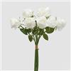 EDG Enzo De Gasperi Rosa Bouquet x9 con Foglie H 46 Cm Pianta Artificiale Colore Bianco