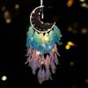 Dremisland Acchiappasogni Luna Lucine Fatte a Mano Colorate Piume Arcobaleno Chiaro | Dremisland Ciondolo Turchese Dream Catcher Appendere a Parete per Bambini Decorazione da Parete Camera da Letto di Casa