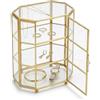 Generic Espositore in vetro e portagioie vintage - Torre geometrica trasparente per organizer per trucchi, profumi, cosmetici e bigiotteria
