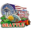 Quwsne Calamita da frigorifero Seattle, Magnete Frigorifero Souvenir da Viaggio, Souvenir Vintage, Decorazione per la Casa