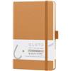 QUIETA Sketchbook A5 140 g/m² Copertina Rigida | Taccuino A5 a pagine bianche per disegno e schizzi, finitura caramello, elastico di chiusura e portapenne laterale