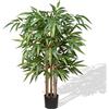 Hollyone Piante artificiali di bambù alte da 1,2 m, alberi finti decorativi con tronchi in vero legno e foglie realistiche, per casa, soggiorno, ufficio, interni