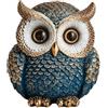Mmt00go Statuetta Di Gufo Blu In Resina Per Decorazione Casa E Mensola | Soprammobile Moderno Per Libreria, Tavolino, Mobile TV, Ufficio E Regalo Per Amanti Dei Gufi