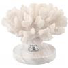 Wswqop Espositore di Corallo in Resina Scultura Decorativa Statua Ornamento d'Arredo Stile Essenziale con Superficie, Corallo Bianco Su Base In Marmo Con Accenti Argentati