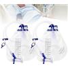 Mineup 2000ML Sacca Urina Monouso Sterile, 2PCS Sacchetti Per Urina Per Le Gambe, Sacca Per Catetere Urinario, Sacc Per Urin Con Valvola Antireflusso E 120 Cm Tubo Di Drenaggio, Per Assistenza Al Paziente