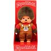 Sekiguchi 203864 - Monchhichi Originale Bambino con Salopette e Motivo Shiba Inu, Peluche di Circa 20 cm in Peluche Marrone