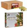 Idena 90489 - Portacandele per Albero di Natale, 20 Pezzi in Oro incl. 20 Candele in Bianco, portacandele in Metallo Vintage, con Clip per Rami Fino a 1,5 cm di Spessore