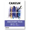 Canson Graduate, Discovery Pack, mini-pk, A4-21x29,7 cm, 4 carte assortite per tecniche miste, 10 fogli