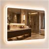 Relaxdays Specchio da bagno, 40 x 60 cm, LED dimmerabile, vetro | 3 modalità luce, IP44, montaggio a parete, rettangolare