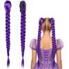 Agarte Trecces Viola Parrucca Donna, Extension Treccine Fibra Sintetica Capelli | 2pcs Parrucca viola a trecce, Treccia Clip Finti, 26 Parrucche Treccia Finta, per Festa Halloween Costume Cosplay Quotidiano
