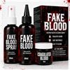 HuakChai Set Sangue Finto Lavabile Halloween, Kit Trucco SFX Liquido e Gel | Spray colante e gel coagulato, trucco sfx per Halloween e cosplay, ideale per costume da zombie, vampiro e mostro