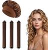 DUFYOC Set Bigodini Morbidi per Dormire, 4 Pezzi Arricciacapelli senza Calore con Cuffia da Notte, 3 Bigodini Lunghi per Boccoli e Capelli Mossi, Fascia Capelli per Tutti i Tipi di Capelli, Marrone