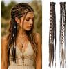 RUNRAYAY 2 Pezzi Extension per Trecce a Clip da 41 cm, Trecce Dreadlock Boho Artigianali in Fibra Sintetica con Perline e Ciondoli, Trecce per Acconciature per Donne- Colore H33