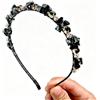 FM2018XSL Fascia per Capelli da Donna Ragazza con Strass, Accessorio per Capelli Scintillante ed Elegante per Spose e Matrimoni e Outfit Quotidiano (Nero)
