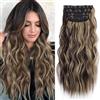 XFSRG 4 Pezzi Extension Capelli a Clip 55 CM Mossi a Ondulati Extension per Capelli con Clip Posticci Lunghi Voluminosi per Donna (#3)