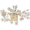 GNALIA 1 Fermaglio Capelli Sposa, Dorato, 3 Fiori, Perle, Strass, Diadema Elegante, Fatto A Mano, Taglia Standard