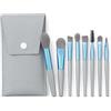 Lukery Set Pennelli Make Up da Viaggio 8 Pezzi (Blu-grigio) | Pennello Polvere, Fondotinta, Ombretto, Correttore, Sopracciglia e Labbra - Kit Pennelli Trucco Morbidi Setole Principianti