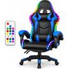 Generico Sedia Gaming Ergonomica RGB LED con Telecomando, Regolabile e Girevole | Design Girevole, Illuminazione RGB, Telecomando Incluso, Altezza Regolabile, Per Gaming