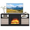 GIANTEX Mobile TV con Camino Elettrico Modulabile, Console di Stoccaggio con Illuminazione LED RGB Telecomando, Panca TV Fino a 65, Ripiani Regolabili, Design Elegante, Carico 95 kg