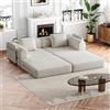 HAUSPROFI Divano letto, divano pieghevole 2 in 1 con cuscini, divano letto modulare senza ossa con struttura in metallo, vano in ciniglia sui braccioli, non richiede montaggio (beige, 183,8 x 181,6 x