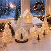 TBRFP 12 villaggi di Natale con illuminazione, casa di Natale illuminata, decorazione natalizia in ceramica, 3 case natalizie illuminate, 2 alberi di Natale e 2 angeli, decorazione villaggio di Natale con
