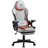 BRTHORY Sedia da gaming, ergonomica, da corsa, con poggiatesta regolabile, sedia da scrivania con superficie in tessuto, cuscino a molla, braccioli di collegamento e poggiapiedi, funzione basculante