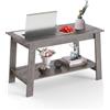 Garvee Tavolino da caffè, 80 cm, Grigio | Piccolo tavolino da salotto moderno, 2 ripiani, Rettangolare rustico, Tavolo centrale in legno