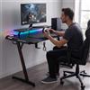 Soontrans Scrivania gaming con LED, Tappetino per Mouse, Portabevande, Gancio per cuffie (160 x 60 cm)