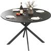 HOMCOM Tavolo da Pranzo Rotondo Ø120 cm, Piano Effetto Legno, Nero | Tavolo da Cucina per 4 Persone, Gambe a Croce in Acciaio, Tavolino da Soggiorno e Sala da Pranzo, Stile Industriale