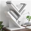 ZQQLVOO Libreria a 3 ripiani, 30 x 18 x 40 cm, in legno, colore bianco | Design a forma di albero, scomparti aperti, salvaspazio, versatile, superficie liscia