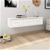 Pyvara Cassettiera da parete in legno bianco, 88 x 26 x 18,5 cm, con 3 cassetti per montaggio a parete, salvaspazio, come portaoggetti e decorazione per soggiorno, camera da letto, corridoio, ufficio