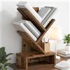 ZQQLVOO Libreria a 3 ripiani, 30 x 18 x 48 cm, in legno anticato | Design a forma di albero, scomparti aperti, dimensioni compatte, versatile, superficie facile da pulire