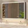 FORABAMB Specchio Contenitore Bagno con Luce LED e Funzione Antiappannante | Non Richiede Montaggio, Funzione di Memoria, Ripiani in Vetro Temperato Regolabili, Multipresa, Materiale Metallico, 80x16x60