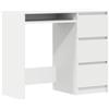 Generic Scrivania compatta 90 cm Legno Legno Bianco con Cassetto | Elegante scrivania bianca, robusta struttura in legno, cassetto per riporre oggetti, adatto per piccoli spazi
