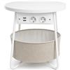 KARAT Tavolino Dario con prese e USB, bianco, Ø 45 cm | Tavolino rotondo con 2 prese, 2 porte USB-A e cestino aperto