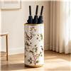 bacedifo Portaombrelli in Ceramica Multicolore Secchiello Portaoggetti da Terra Vaso | W19,5 X H44 Cm, Base Stabile, Antiscivolo Portaombrelli in Ceramica Dipinta a Mano con Disegni Floreali(White)
