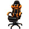 EcoPrice Sedia Gaming con Poggiapiedi, Schienale Alto, Supporti Cervicali e Lombari, Similpelle, Nero/Rosso (Nero/Arancione)