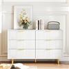 GAWYOEX Cassettiera bianca, 120 x 40 x 72 cm (L x P x A), per corridoio | Cassettiera con 6 cassetti, bianco e oro, design in rilievo, per soggiorno, camera da letto o corridoio
